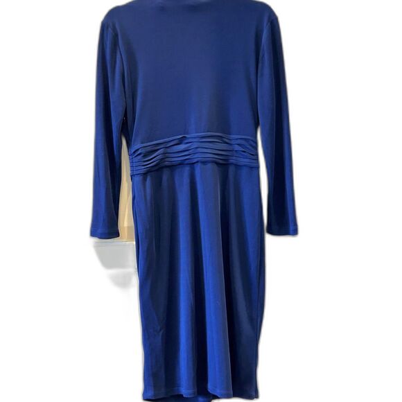 BCBG Max Azaria Blue V-Neck Dress - Size Medium - Picture 3 of 6
